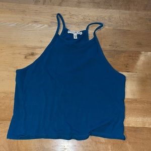Teal blue cotton cropped tank top from Express